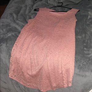 Lace thick strap pink dress